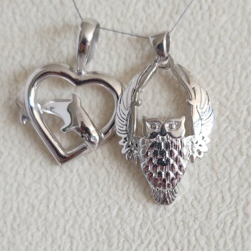 Dolphin and Whale Pendants Sterling Silver